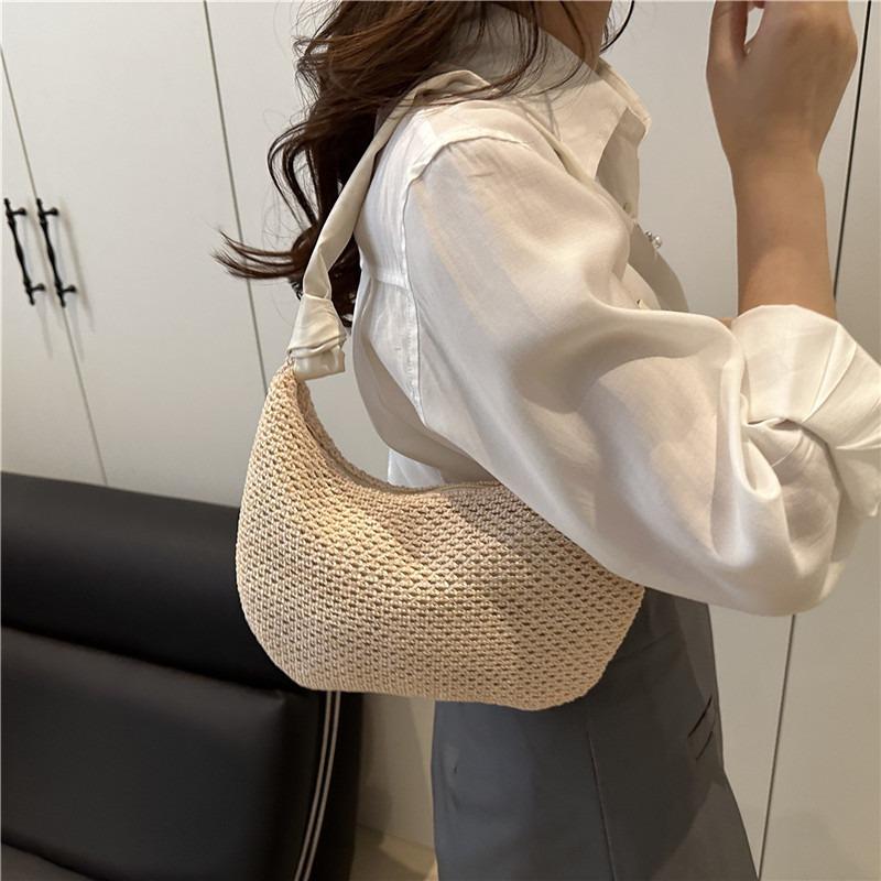 Trend Woven Bag Women's New Casual Straw Shoulder Bag Beach Tote Bag Underarm Bag