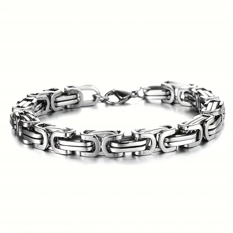Silver Men' Bracelet THICK 18cm ROYAL Byzantine Weave