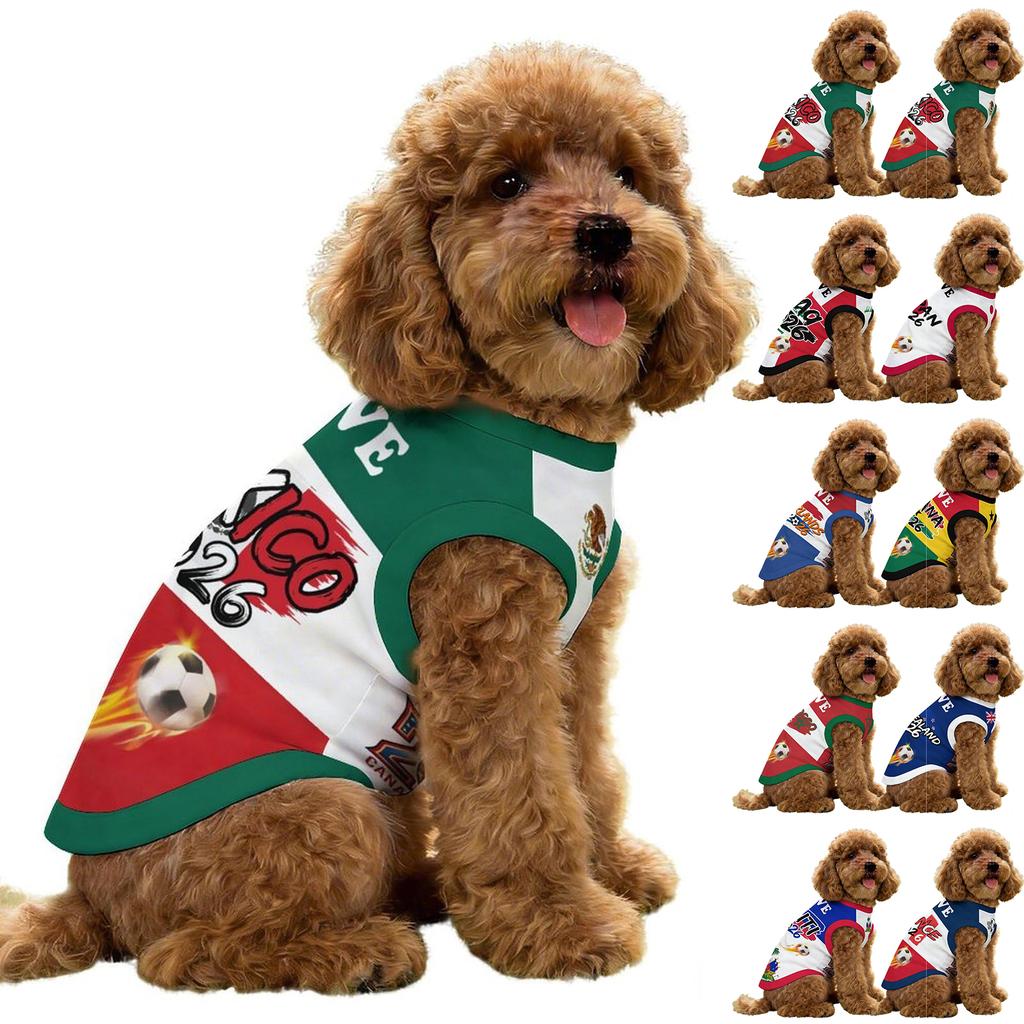 Pet Dog Shirt Sleeveless Lightweight Soft Comfortable Breathable Soccer Inspired Design Casual Wear for Small Medium Dogs