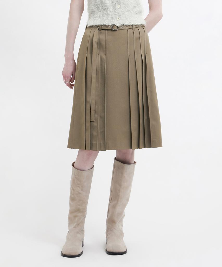 Youth Pleats Midi Skirt - Beige