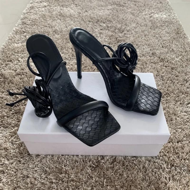 Women's Sandals  New Party Sexy Ankle Strap High Heels Thin Heels Square Head Open Toe Women's High Heel Sandals White Heels