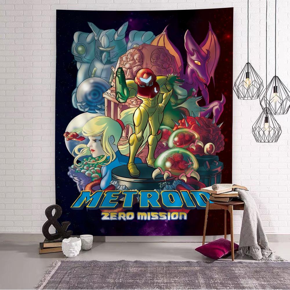 Metroid Themed Anime Tapestry Hanging Tarot Hippie Wall Rugs Dorm Home Decor