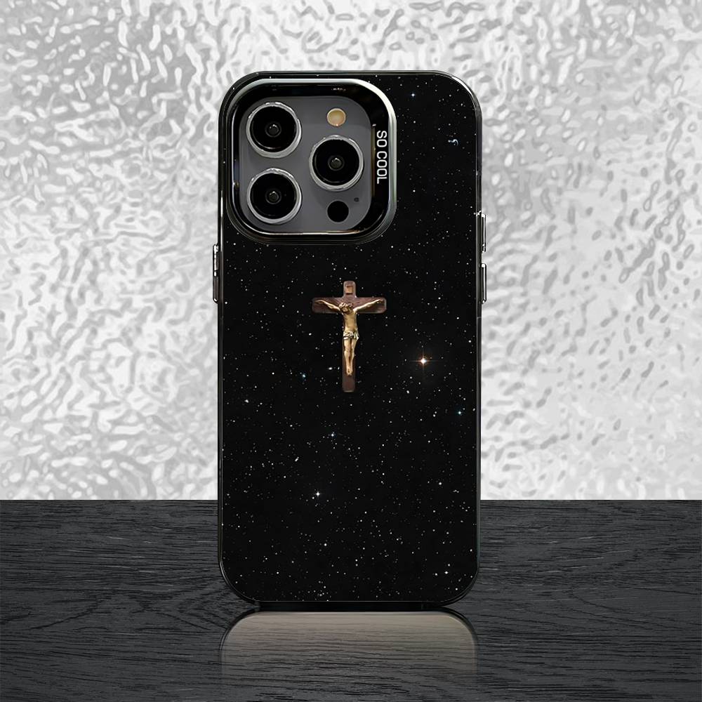 Verse of The Christian Bible Jesus Case For iPhone 16,15,14,13,12,11,Pro,XS,Max,Plus,Mini,SE Black Candy Matte Shockproof Cover