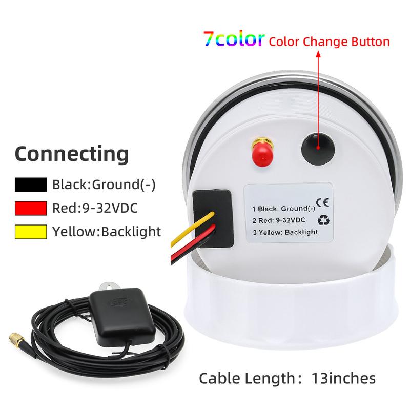 85MM GPS Speedometer With GPS Antenna 0-60 MPH For Motorcycle Marine Boat Car Truck Speed Gauge Meter 7 Color Backlight
