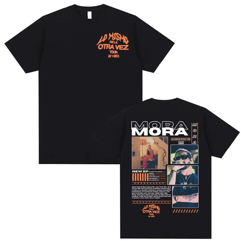 Rapper Mora Lo Mismo Dela Otra Vez Tour Merch T-shirts Men Fashion Hip Hop Vintage T Shirt Unisex Short Sleeve T-shirt Tops