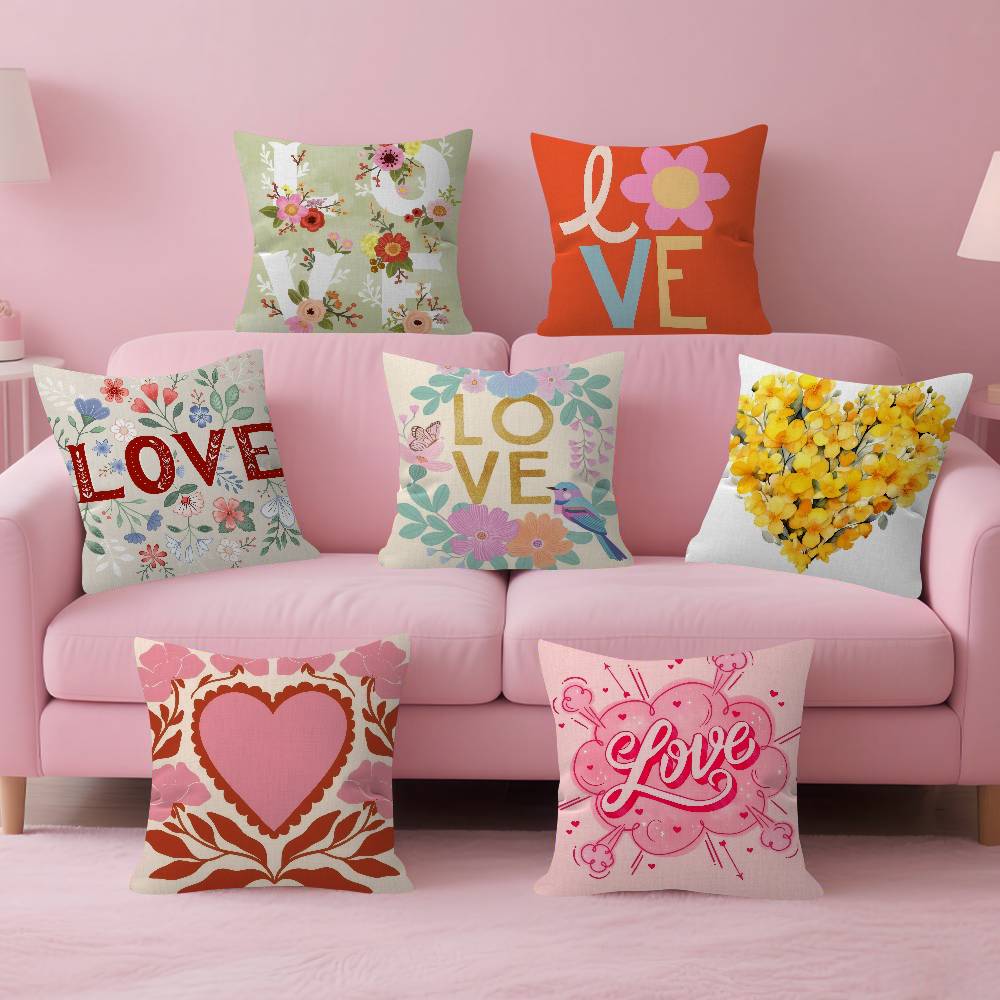 Anime Flower Love Double-Sided Printed Pillow Cover Short Plush Suitable Living Rooms Bedrooms Sofas Throw Cushion Cover