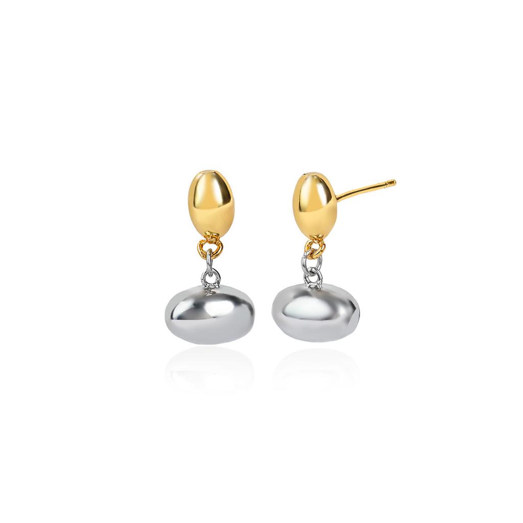 Luxury Double Spliced Oval Stud Earrings For Women Stainless Steel Drop Earring Fashion Aesthetic Christmas Jewelry Gift