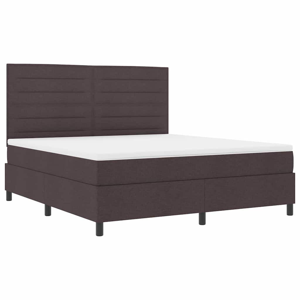 Box Spring Bed with Mattress Dark Brown 180 x 200 cm Fabric