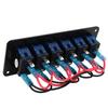 6 Gang Waterproof Toggle Switch Panel DC12V to 24V 3PIN Blue Background Light 30A Pre Wired for RV Yacht Car