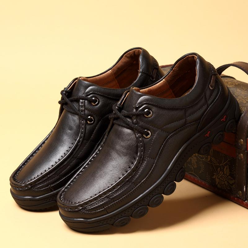 Hand-stitching Genuine Leather Men Casual Shoes Comfty Driving Sneakers Non-Slip Outdoor Man Hiking Shoes Comfy Treking Footwear