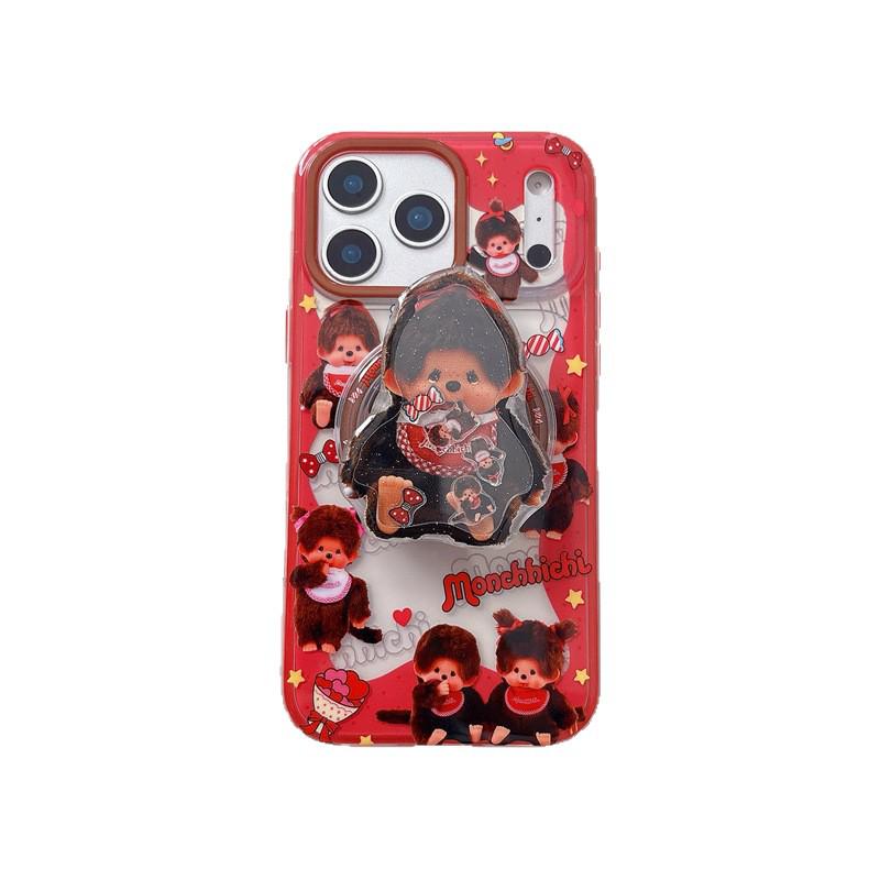 Magnetyczne etui Monchhichi z czerwoną obwódką na iPhone 17/16 Pro Max/15/14