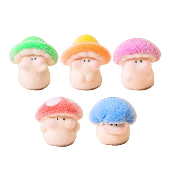Mini Resin Mushroom Figurines Cute Miniature Mushroom Crafts Small Fairy Garden Ornaments for Lawn Bonsai Decoration Home DIY Micro Landscape