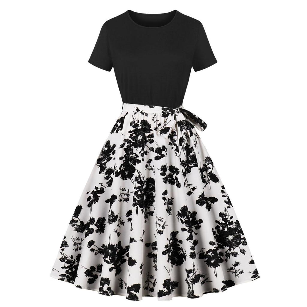 2025 European Retro Patchwork Women's Dress, Chinese Style, Elegant New Design
