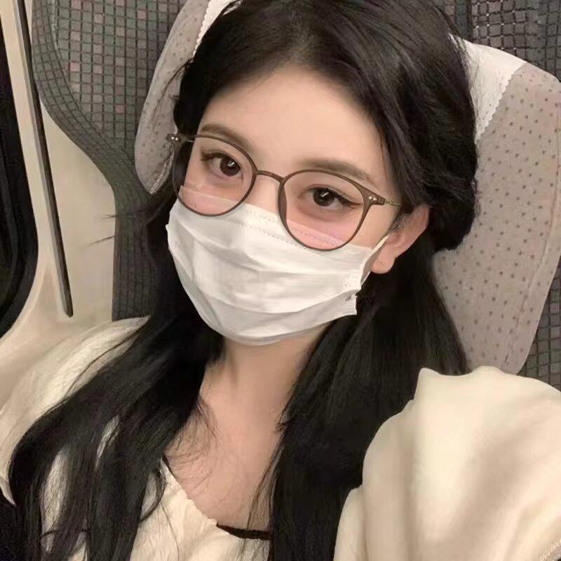 Danyang B0101SK Ultralight Round Retro TR90 Women's Myopia Glasses Frame in Tea Color