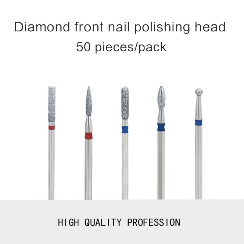 50Pcs Diamond Milling Cutter For Manicure Electric Nail Drill Bits Accessory Pedicure Machine Nail File Gel Remover Tool
