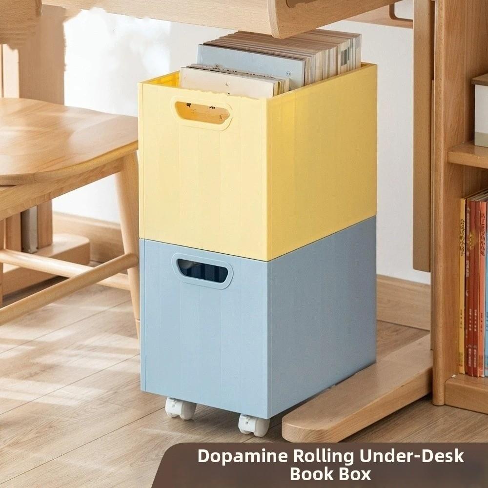 with Pulley Wheels Book Sorting Box Large Capacity Storage Organizer File Storage Bins Dormitory