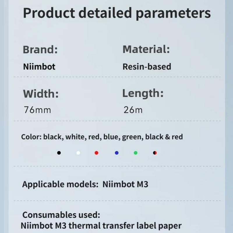 Niimbot M3 Thermotransfer-Etikettendrucker Farbband Schwarz Weiß Rot Golden Grün Blau Farbdruck Karbonband Langzeitlagerung