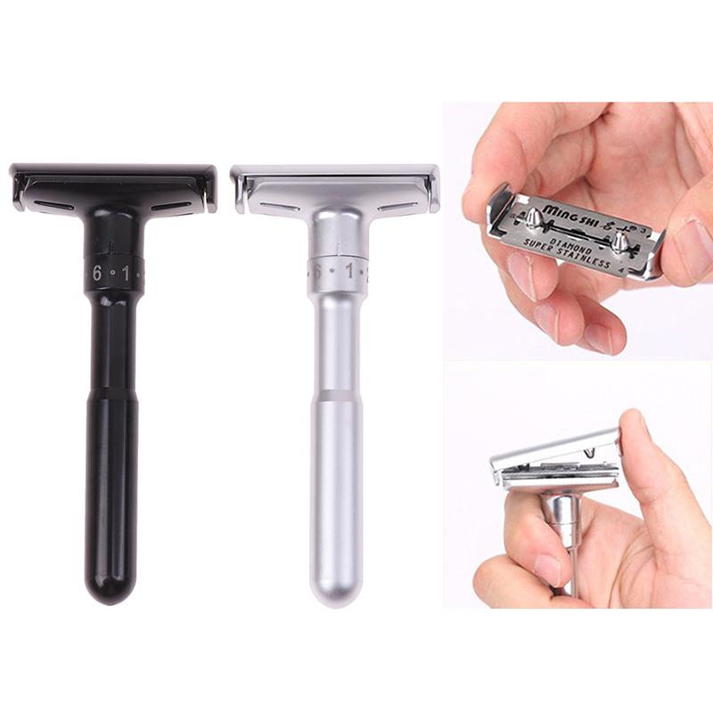 Men Shaver Barber Tools Hair Razor Adjustable Double Edge Classic Safety Razor With 5 Pcs Stainless Steel Blades Shaver