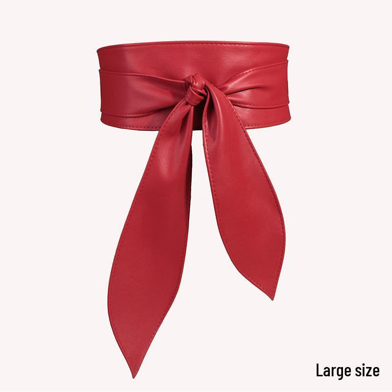 Women's Elegant Wide Waist Belt with Soft Bow Ribbon - Extra Long and Versatile