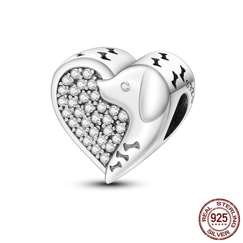 Dog Pet Charms Copper Doggy Paw French Bulldog Bones Beads Fit Original Pan Bracelet Diy Fine Jewelry