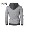 Uomo Autunno Inverno Cappotto con Cappuccio Doppia Cerniera Chiusura Coulisse Colorblock Finto Due Pezzi Giacca Sportiva con Polsini Elastici e Orlo Fitness Outerwear