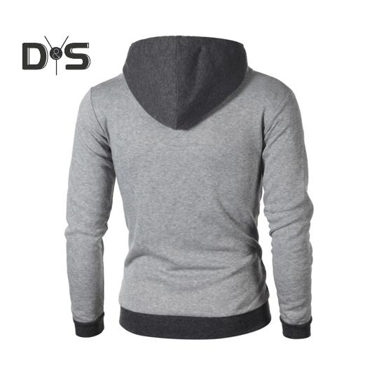 Uomo Autunno Inverno Cappotto con Cappuccio Doppia Cerniera Chiusura Coulisse Colorblock Finto Due Pezzi Giacca Sportiva con Polsini Elastici e Orlo Fitness Outerwear