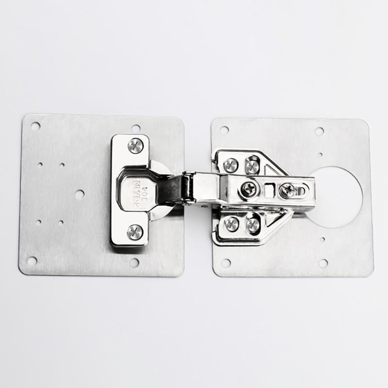 2Pieces Cabinet Hinges Repair Set Featuring 1 Plates and 12 Screws Sturdy Stainless Steel for Home Projects Supplies