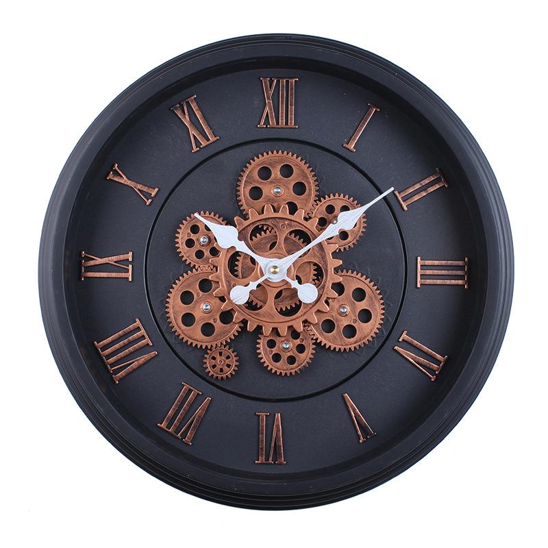 45CM Retro Gear Wall Clock Mechanical Living Room Bedroom Light Luxury Simple Creative Clock Silent Clock Round
