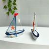 Miniature Fishing Boat Creative Eye-catching Wooden Mediterranean Sailboat Model Table Decoration for Home