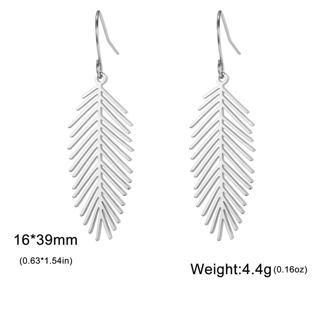 Lucktune Stainless Steel Plant Leaf Women's Earrings 2025 Trend Bohemian Drop Earrings Jewelry Anniversary Birthday Gift New In
