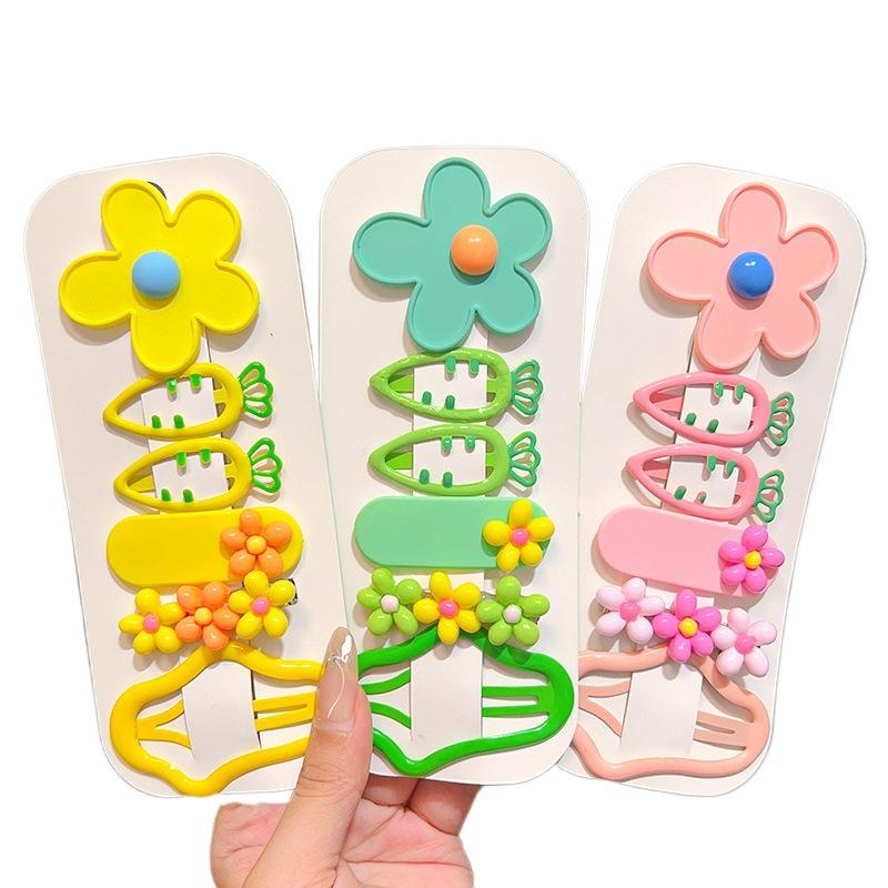 6Pcs/Set Colorful Flower Hair Clips Korean Cloud Cute Cartoon Girls Hairpins Sweet Baby BB Clip Barrettes Kids Hair Accessories