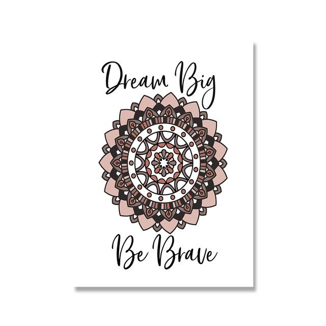 Lion Elephant Print Floral Boho Nursery Wall Art Dream Big Be Brave Canvas Painting Posters Cute Animal Kids Girls Bedroom Decor