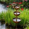 3-Tier Bowl Metal Bird Bath Rusted Bird Feeding Station Garden Rain Catcher  Patio Backyard