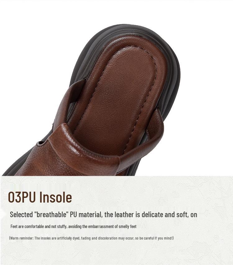 Women's Genuine Leather Platform Flip-Flops with Thick Soles for Summer 2025
