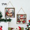 Xmas Door Hanger Christmas Wooden Hanging Sign, Gnome Snowman Angel Candle 2D Wood Plaque, Indoor Holiday Party Decor Vintage Wall for Home