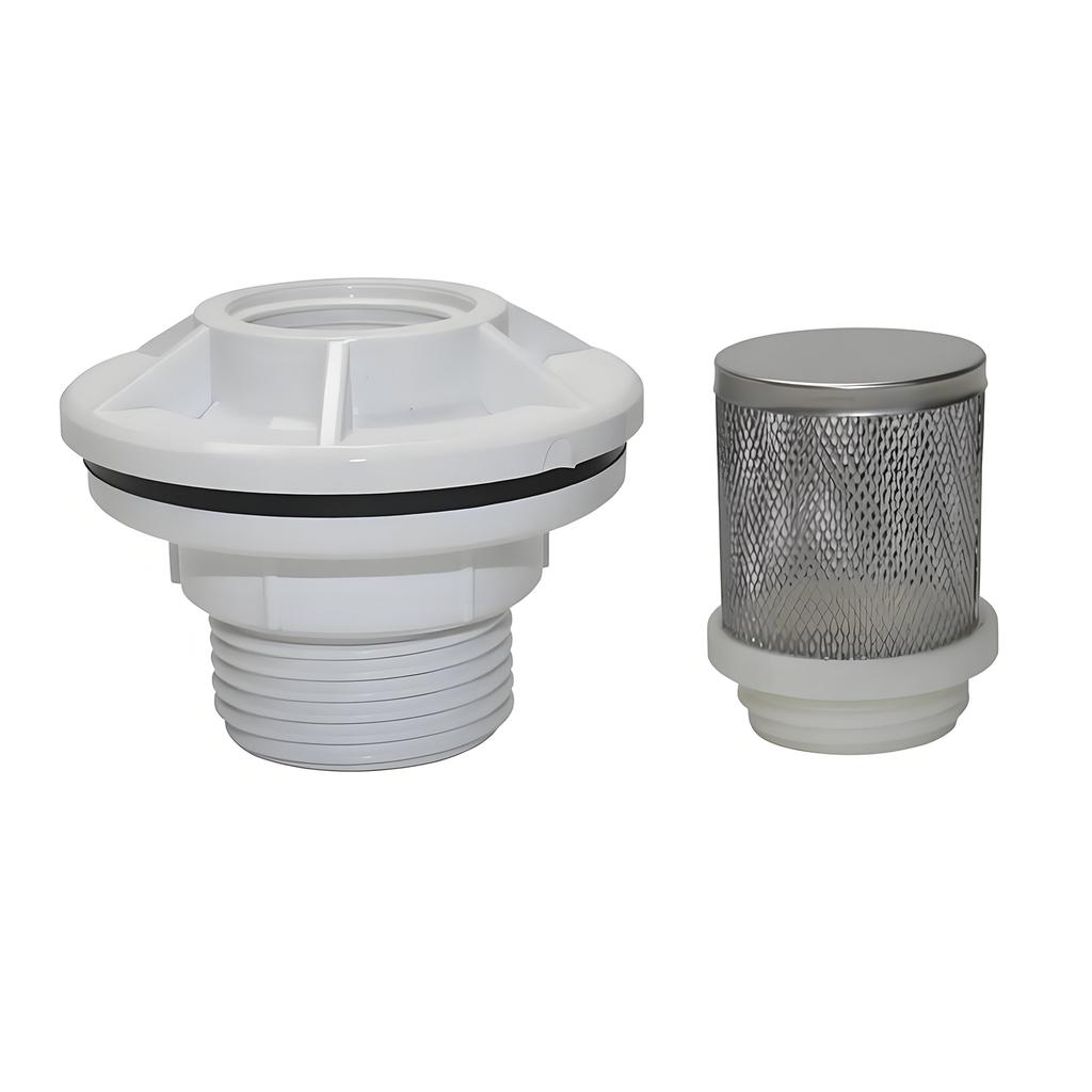 2Pc Kit garden water connectors with ID 32mm 1'' stainless steel filter screen OD 42mm drilling ID 1'' water tank joint flange