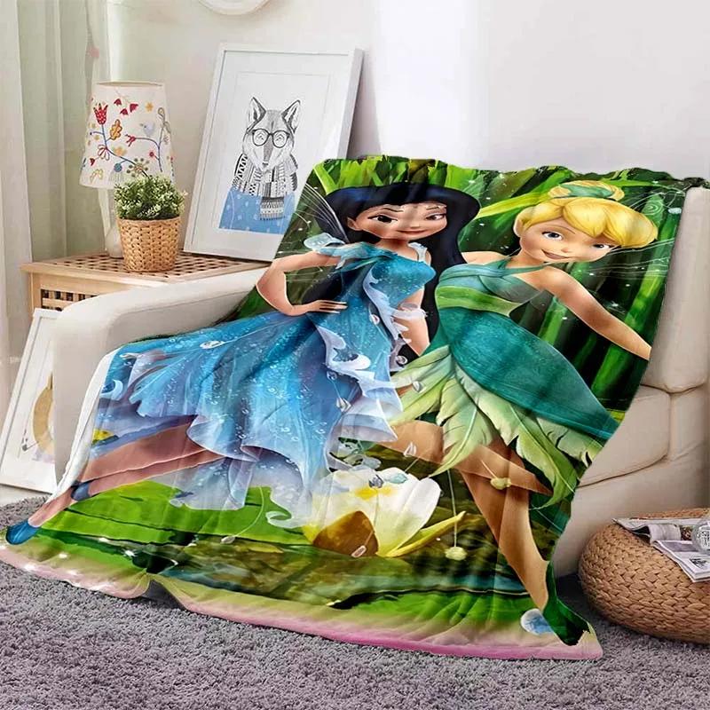 Tinkerbell Warm Soft  Blanket Fluffy Children and Adults Sofa Plush Bedspread Throw Cartoon Blanket for Sofa Bed