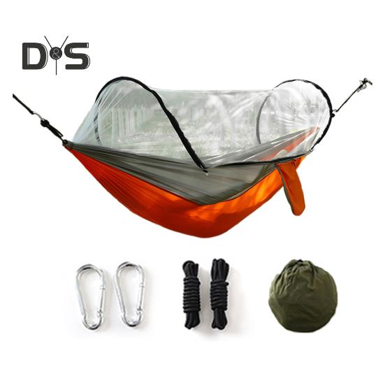 Amaca da campeggio con rete anti-moscerini da 200 kg, traspirante, leggera, portatile, singola, con cinghie per alberi, facile da montare, per interni ed esterni, da trekking