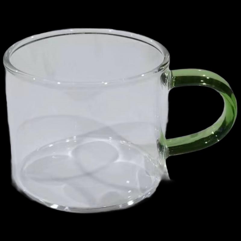 Shangqi Heat-Resistant Glass Teacups with Handle, Emerald Green (6-Pack)