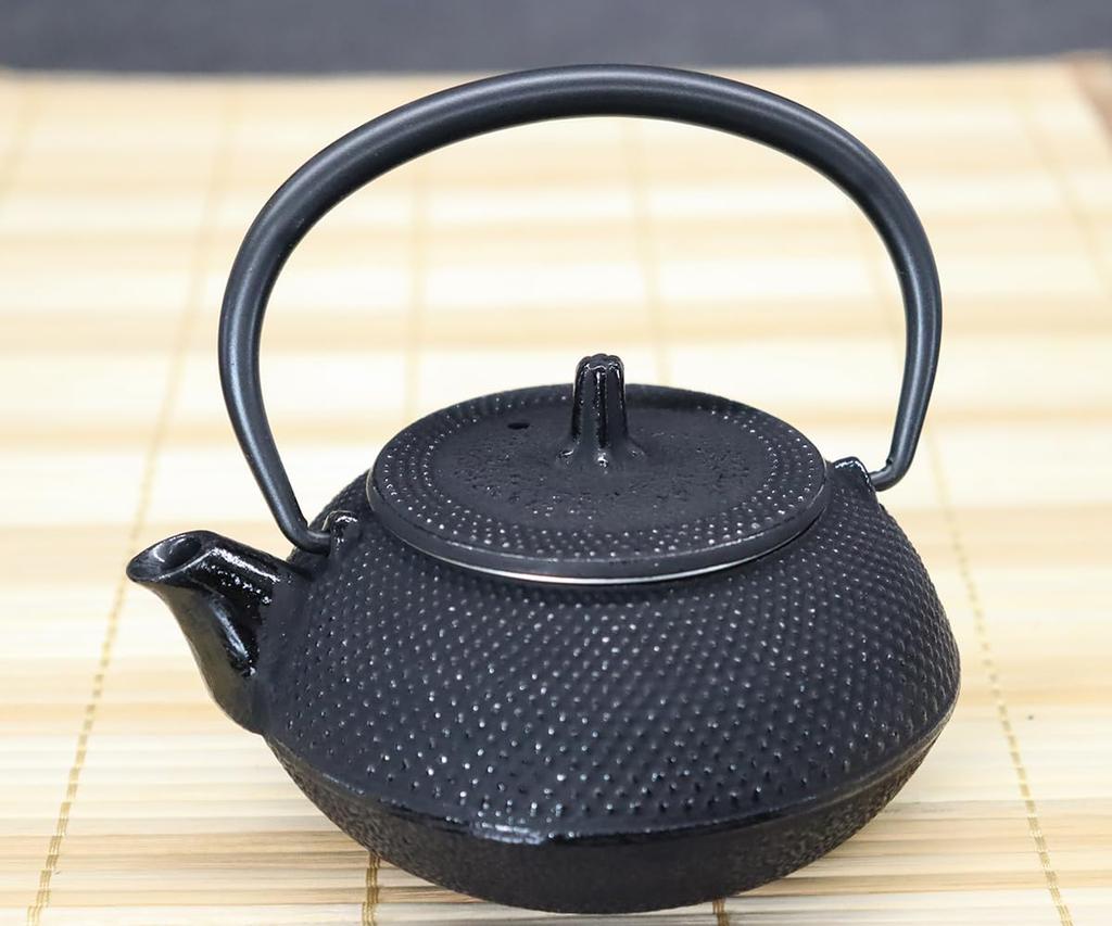 Asahi Made in Japan Nanbu Iron Teapot, Round Arare, 0.3L (with Tea Strainer, Enameled Interior)