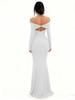 2026 Autumn One-Shoulder Slit Long Sleeve Slim Fit Socialite Dress