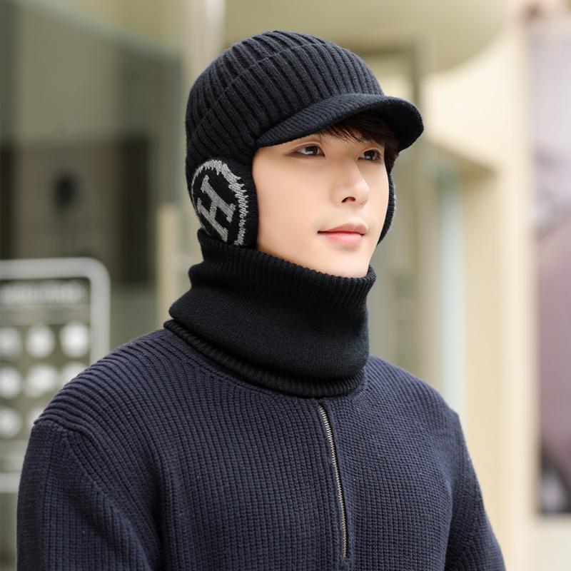 New Men Plush Fur Lined Warm Winter Hats Stylish Ear Protection Beanie Hat For Men Fashion Outdoor Slouchy Ski Warm Suit
