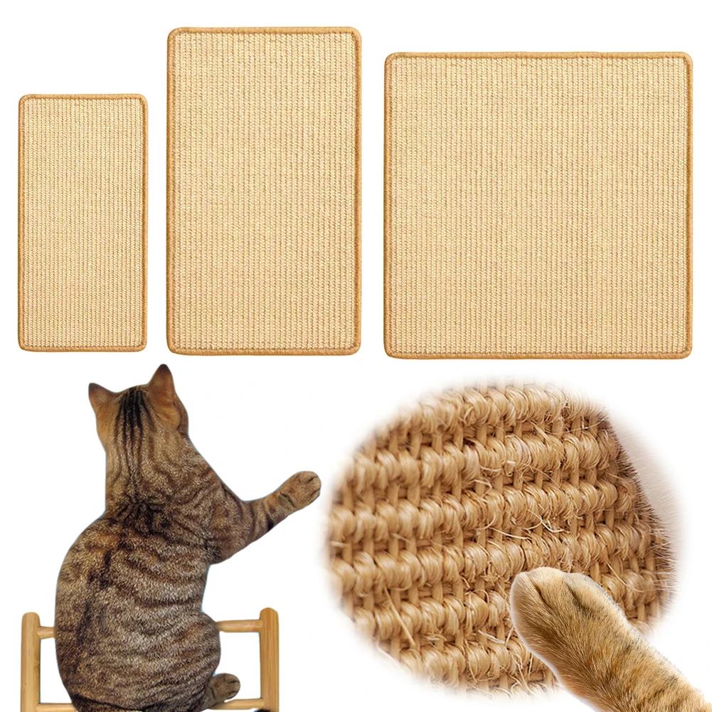Carpet Cat Scratching Mat with Sticky Tapes Sisal Fabric Cat Scratching Pad Cat Horizontal Scratcher Protect Furniture and Wall