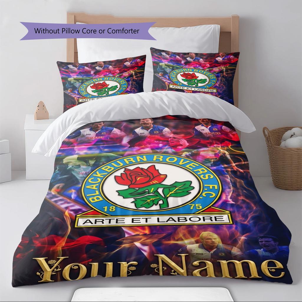 Name Custom Blackburn Rovers Pattern Bedding Set Quilt Cover Pillowcase Home Decor Gift (1 * duvet cover + 2 * pillowcase, without core)