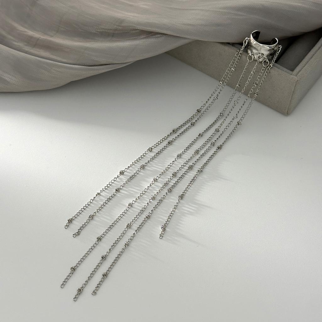 SHIXIN Unique Long Tassel No Piercing Ear Clip Earrings for Women Creative Silver Color C-shaped Ear Cuff Fashion Jewelry Gift