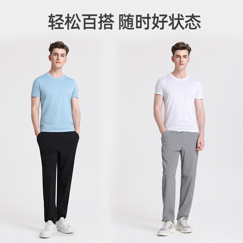 [Including Mulberry Silk] Langdeng Short Sleeved T-shirt Men's 2026 Summer Thin Style Cool Solid Color Business Casual Round Neck Top