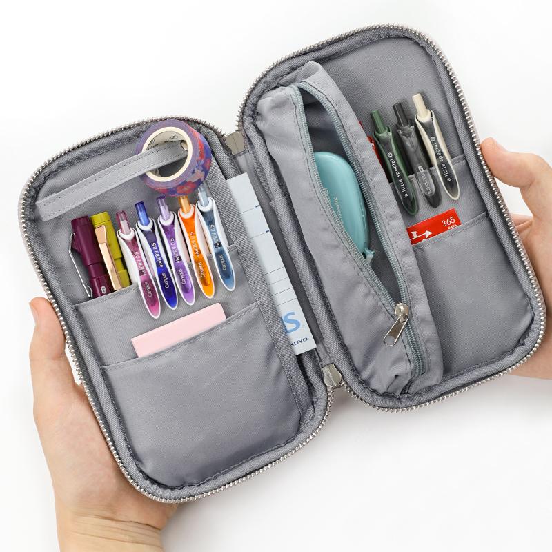 1Pcs Multifunctional Pencil Case Student Plate Tray Box Corduroy Pencil Box Large Capacity Cute Creative Multi Functional Storage Box