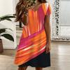Ladies Oversized V Neck Short Sleeve Dress Boho Leaf Printed Flowy Dress For Mountain Excursion And Daily Leisure