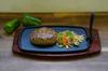 Ikenaga Iron Works Steak Plate/Hamburger Plate BIG, Induction Compatible, with Handle and Wooden Base, Gokuuma Gourmet