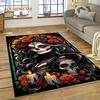 Skull Dead Girl Gothic Horror Female Rose Carpet Rug for Bedroom Living Room Home Sofa Decoration,Kid Game Large Decor Floor Mat